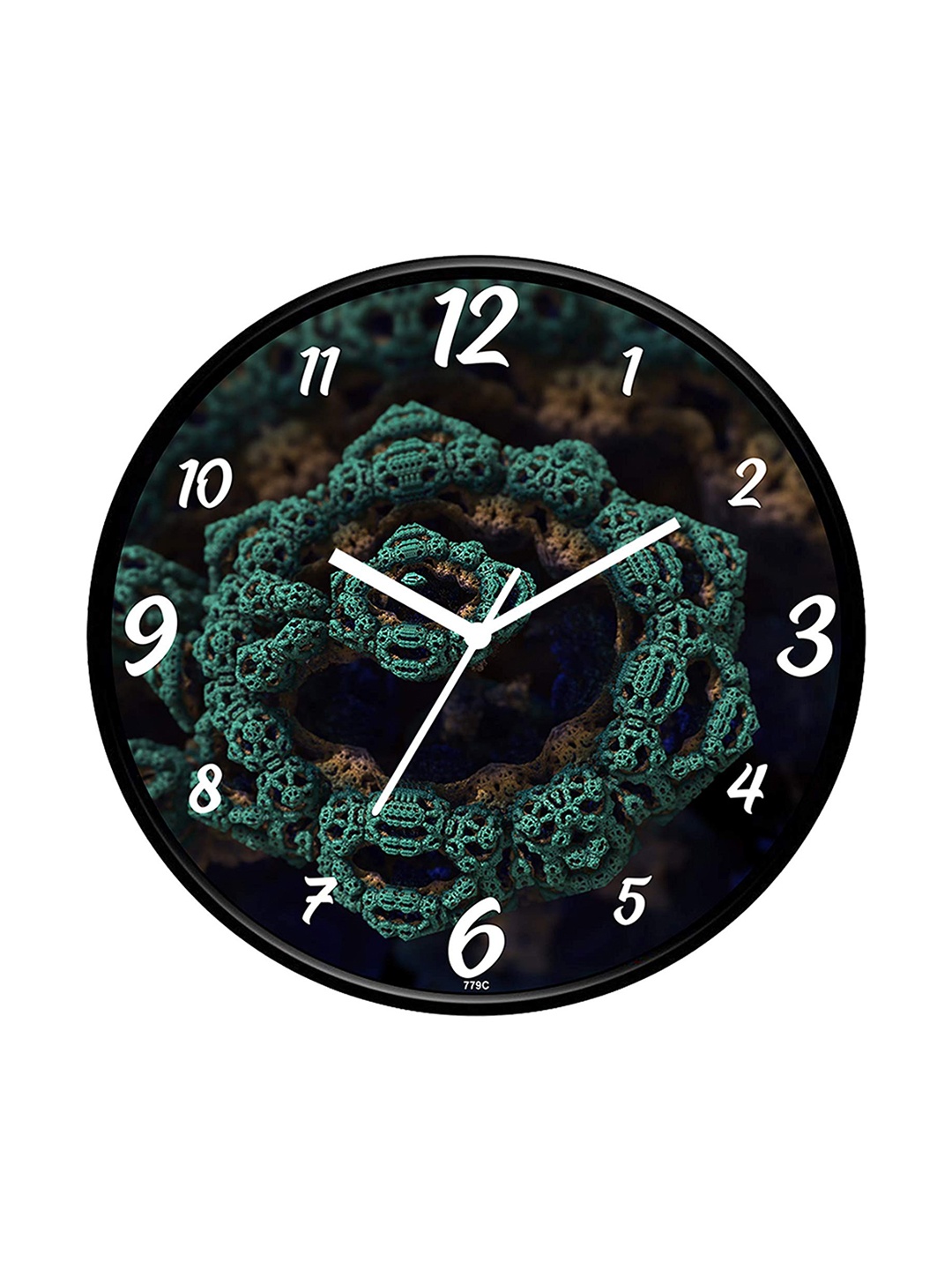 

IIK COLLECTION Black & Green Printed Round Contemporary Wall Clock