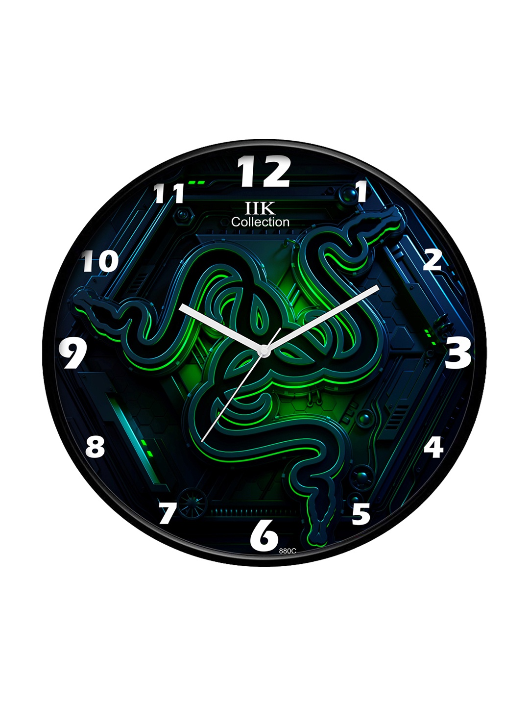 

IIK COLLECTION Black & Green Printed Round Shaped Contemporary Wall Clock