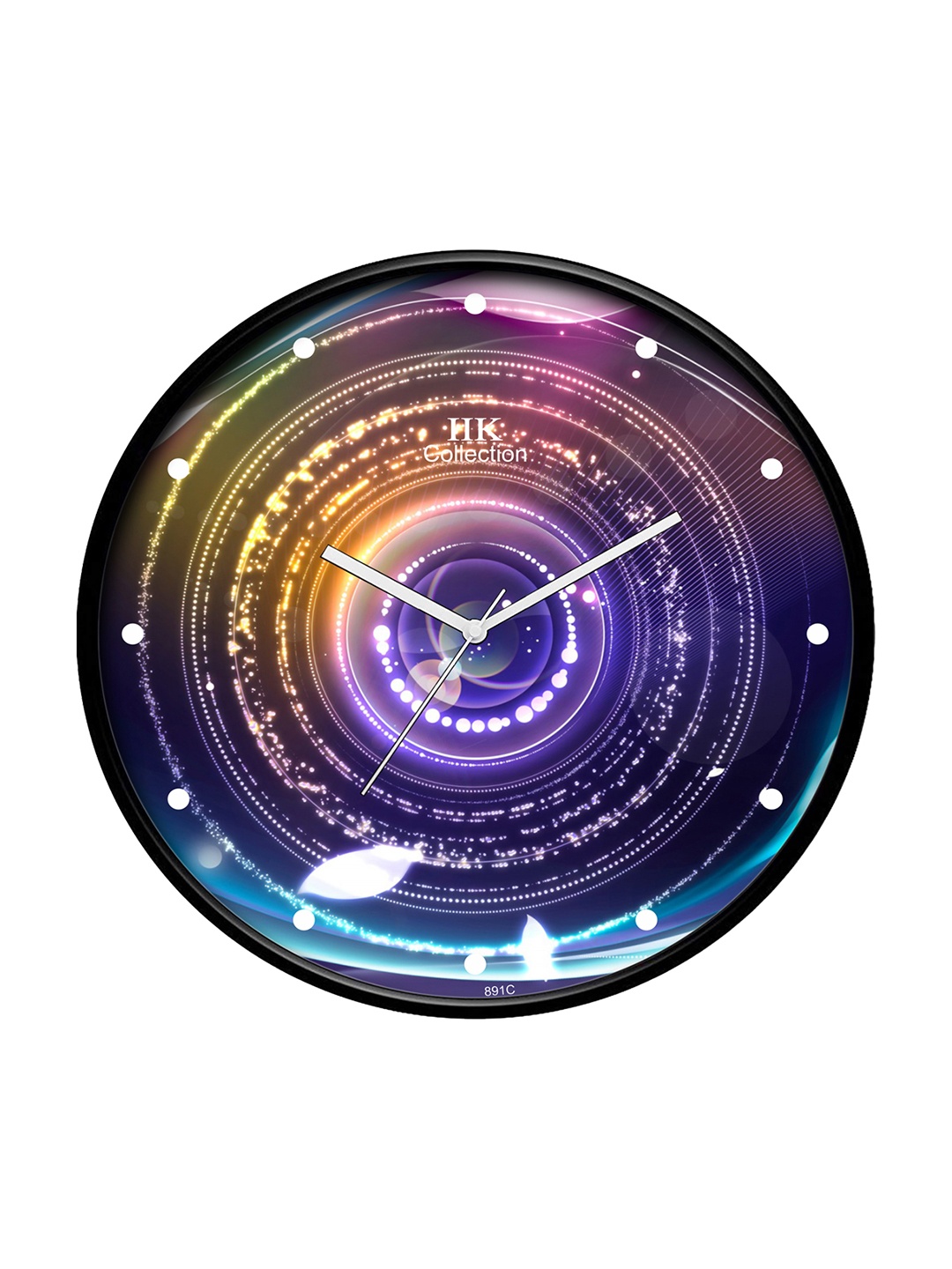 

IIK COLLECTION Black & Blue Printed Round Shaped Analogue Contemporary Wall Clock
