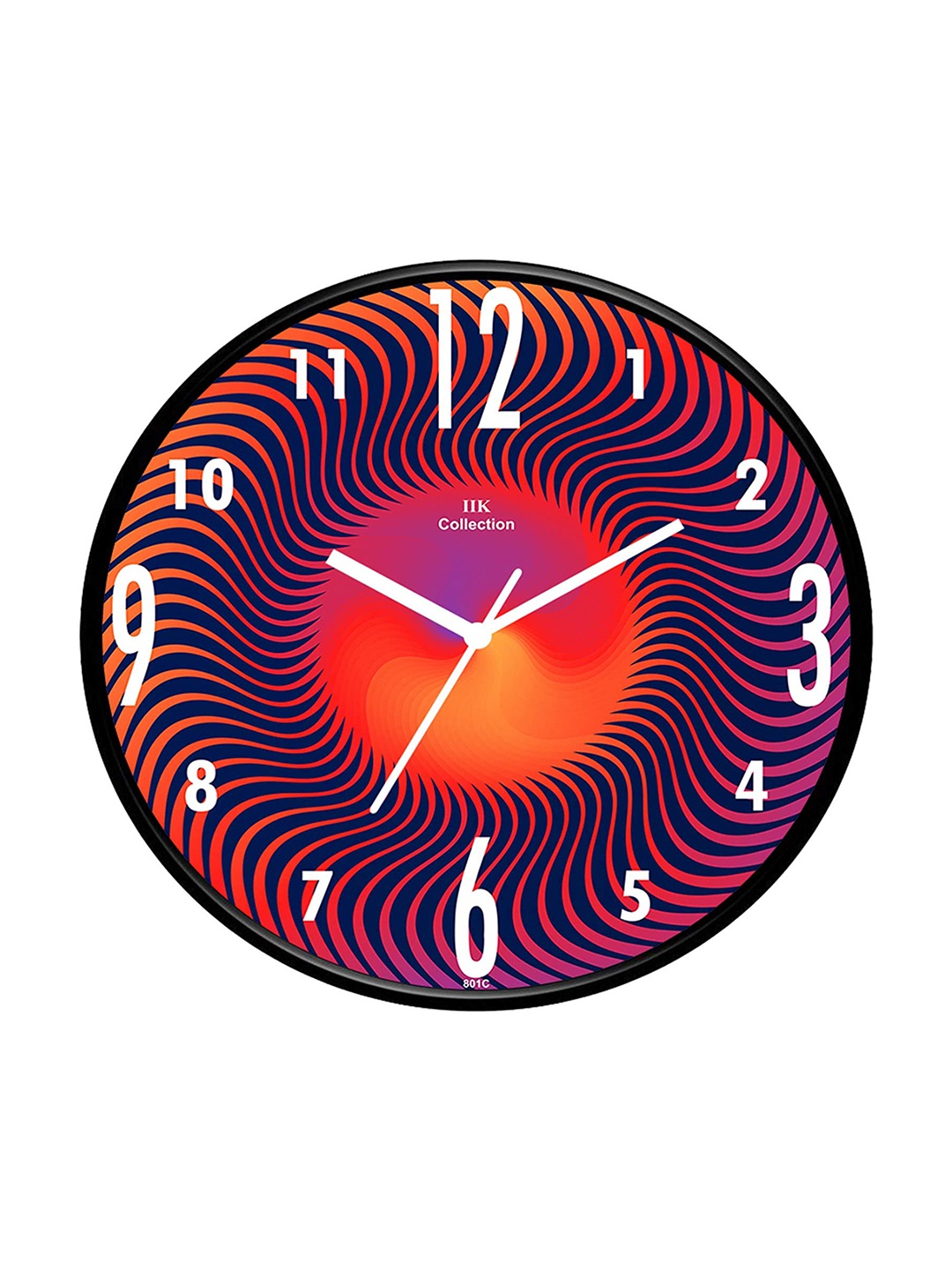 

IIK COLLECTION Black & Orange Printed Round Contemporary Wall Clock