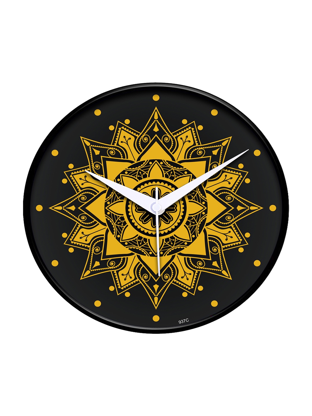 

IIK COLLECTION Black & Yellow Printed Round Contemporary Wall Clock