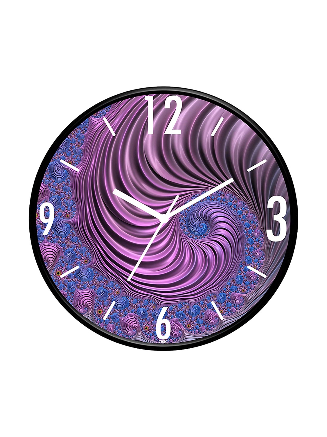 

IIK COLLECTION Black & Purple Printed Round Contemporary Analogue Wall Clock