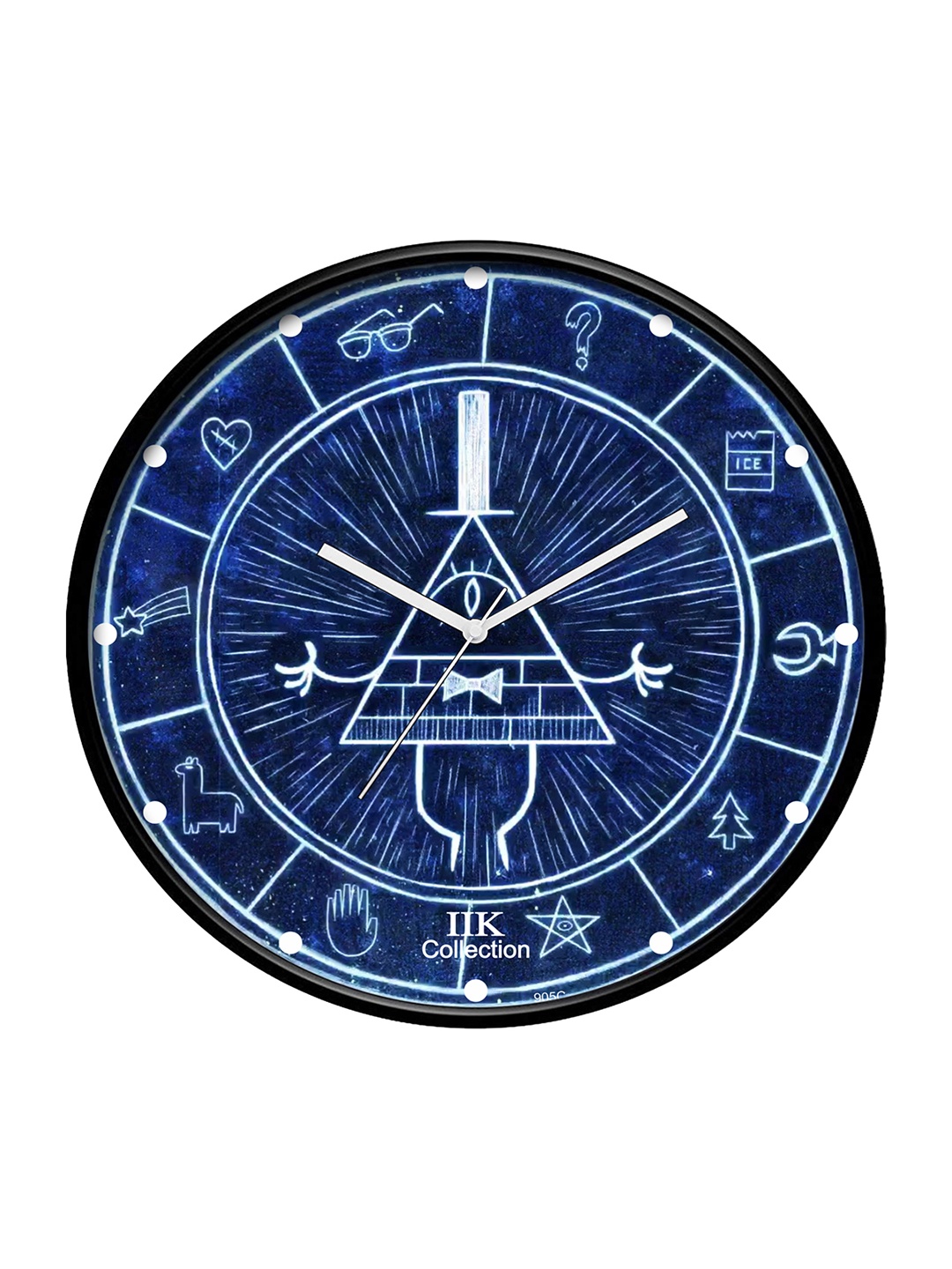 

IIK COLLECTION Black & Blue Printed Analogue Round Contemporary Wall Clock