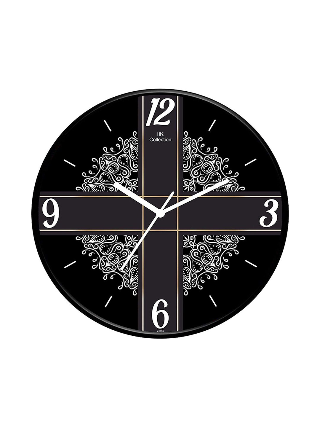 

IIK COLLECTION Black & White Printed Round Contemporary Wall Clock