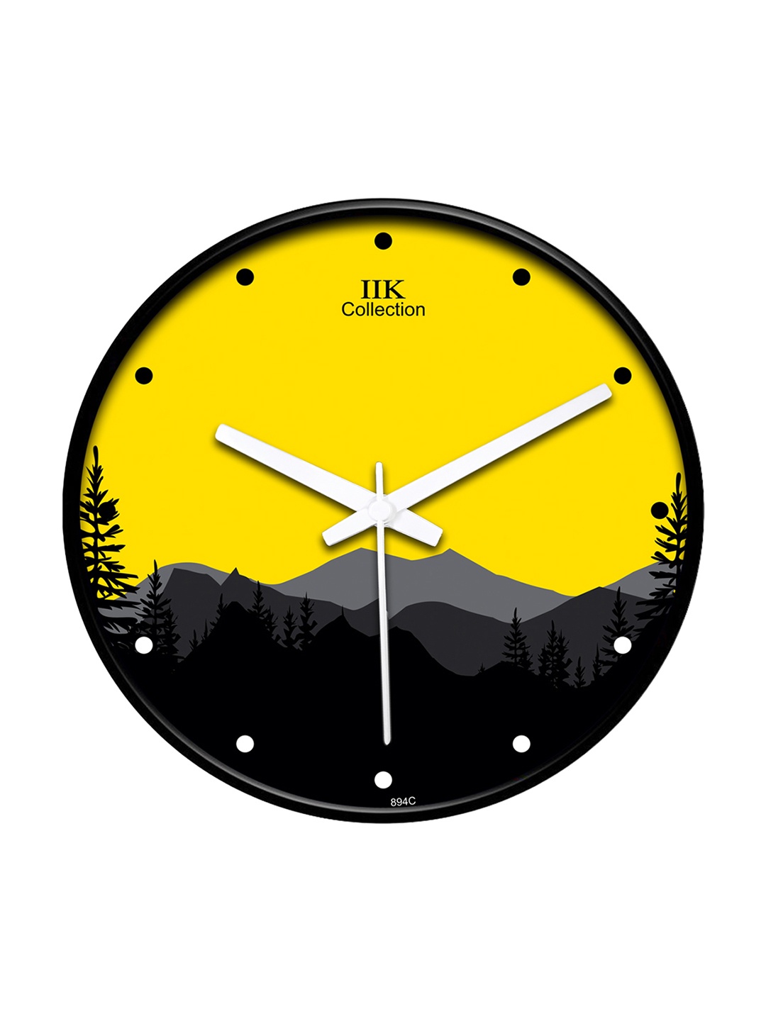 

IIK COLLECTION Black & Yellow Printed Analogue Round Contemporary Wall Clock