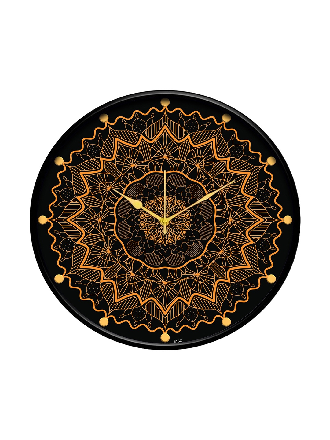 

IIK COLLECTION Black & Orange Printed Analogue Round Contemporary Wall Clock