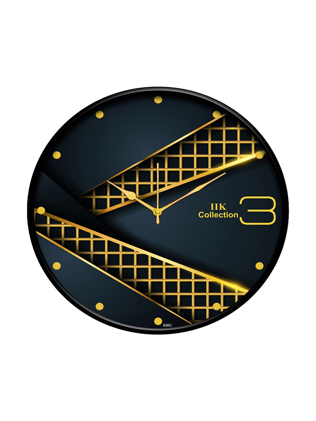 

IIK COLLECTION Black & Gold-Toned Printed Analogue Round Contemporary Wall Clock