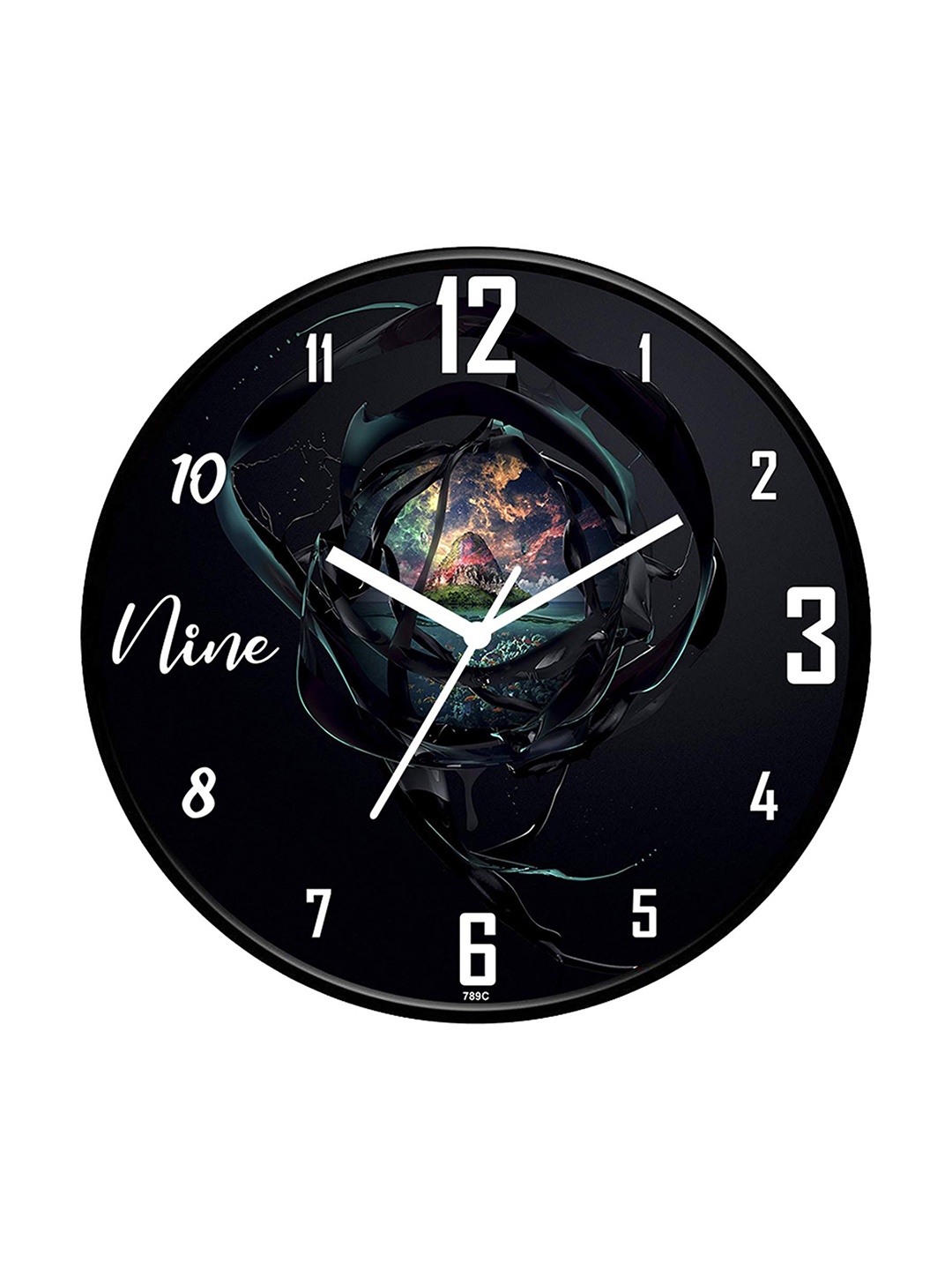 

IIK COLLECTION Black Printed Analogue Round Contemporary Wall Clock