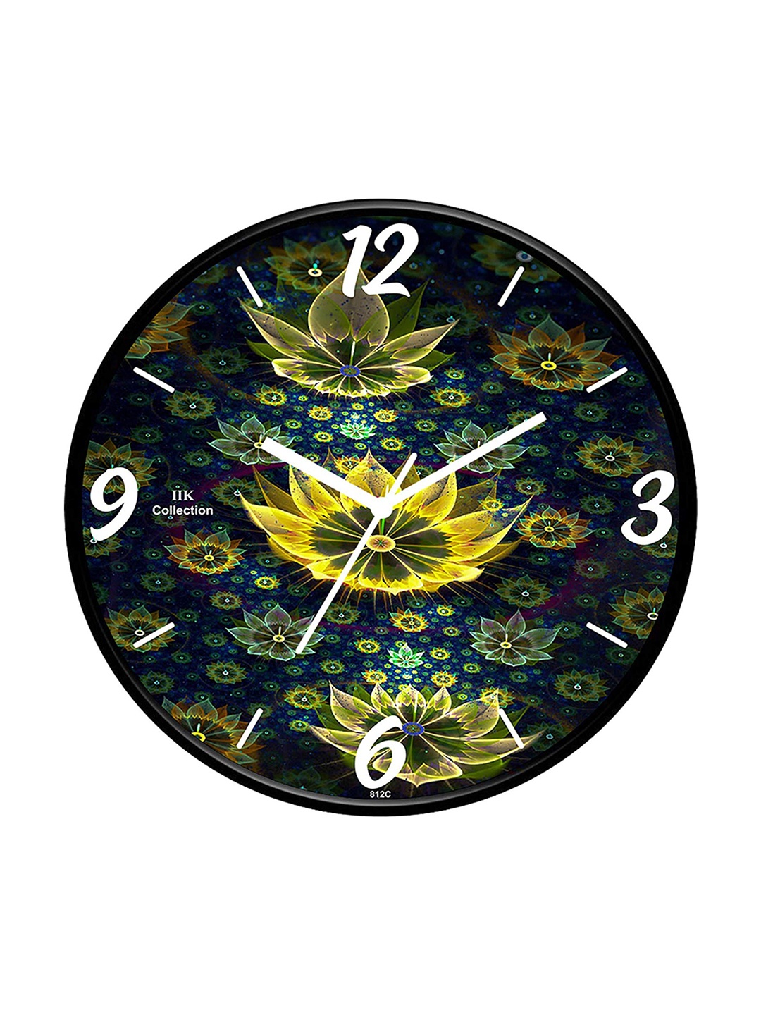 

IIK COLLECTION Black & Yellow Printed Analogue Round Contemporary Wall Clock