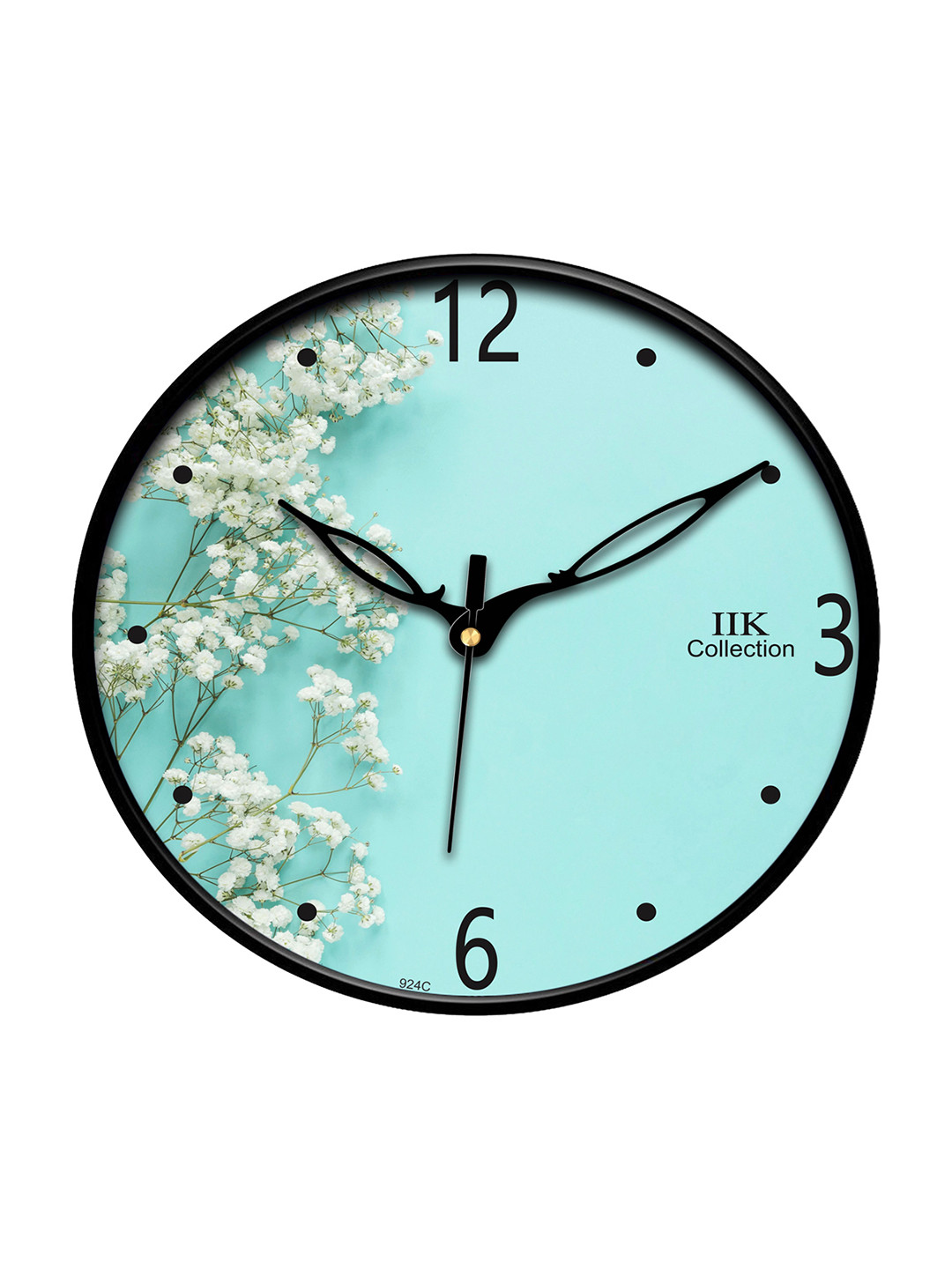 

IIK COLLECTION Black & Blue Printed Round Contemporary Wall Clock