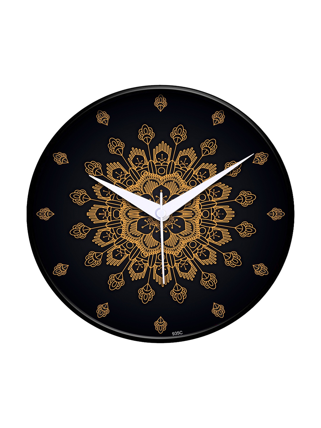 

IIK COLLECTION Black & Orange Printed Round Contemporary Wall Clock