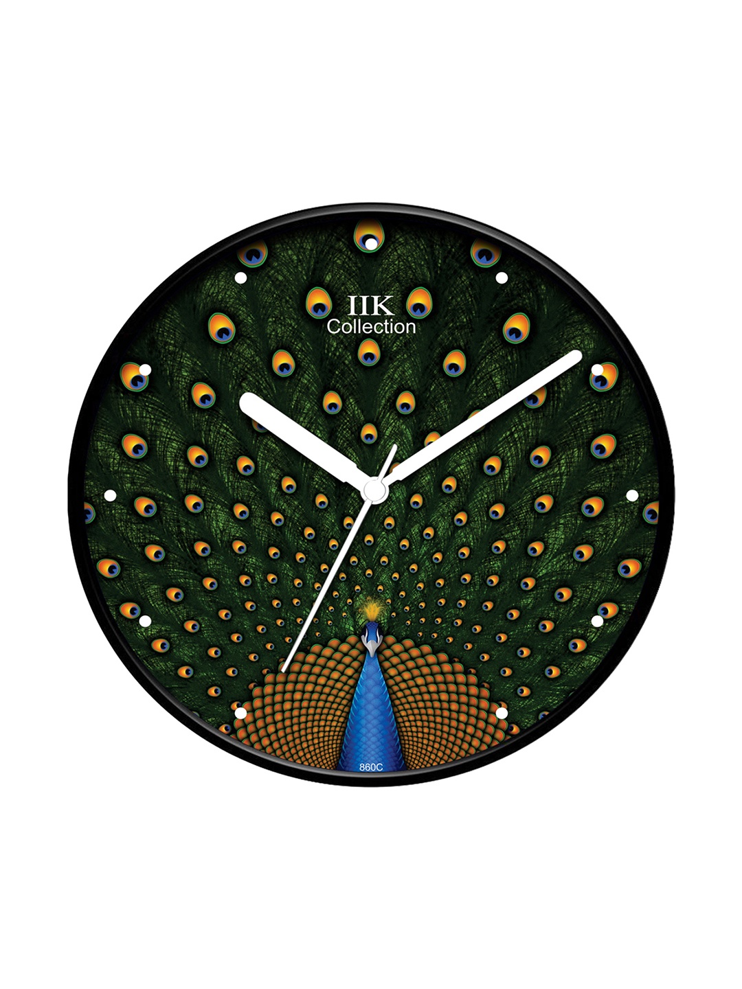 

IIK COLLECTION Black & Green Printed Round Contemporary Wall Clock