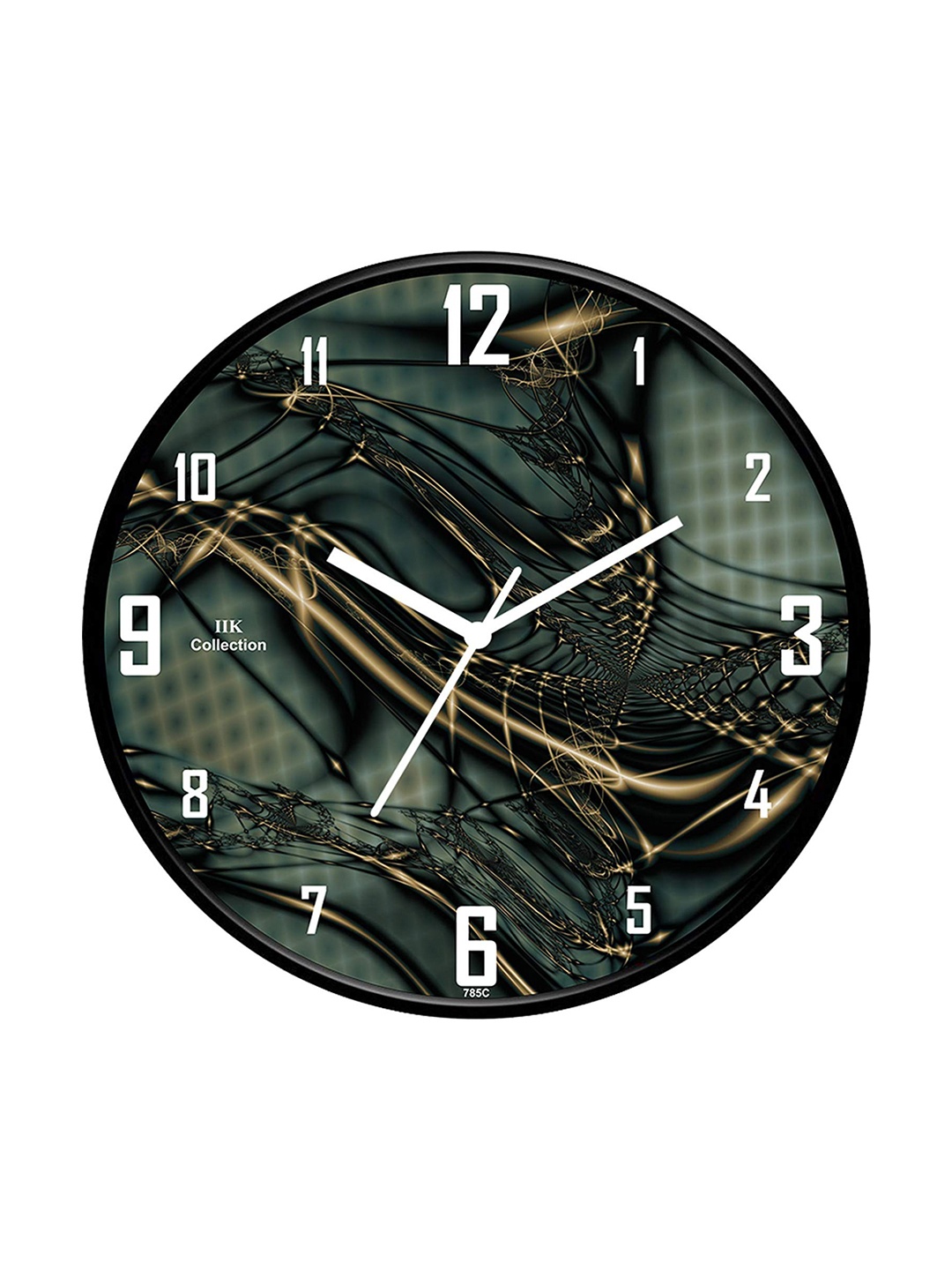 

IIK COLLECTION Black & Green Printed Round Contemporary Wall Clock
