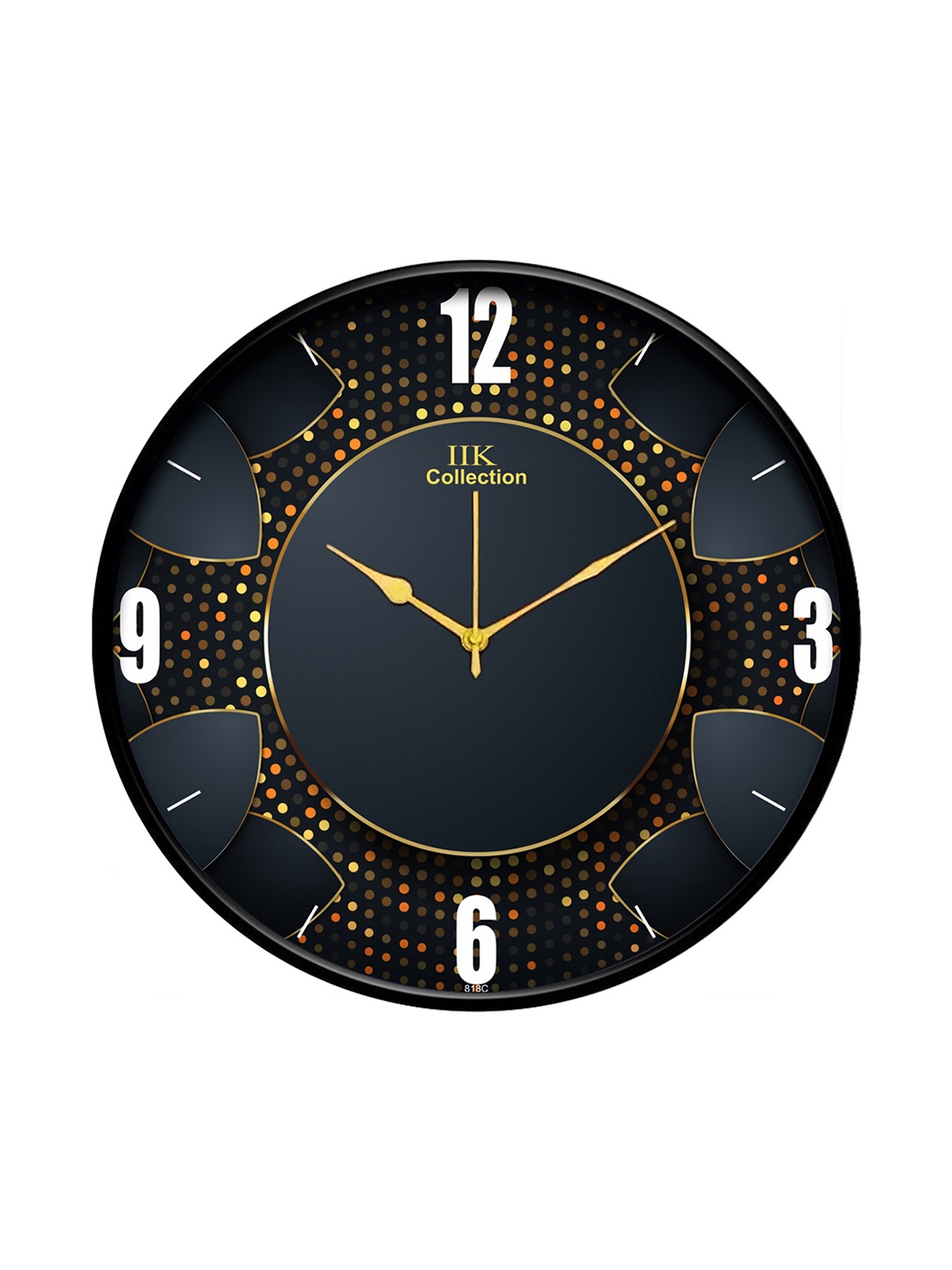 

IIK COLLECTION Black Printed Round Contemporary Wall Clock