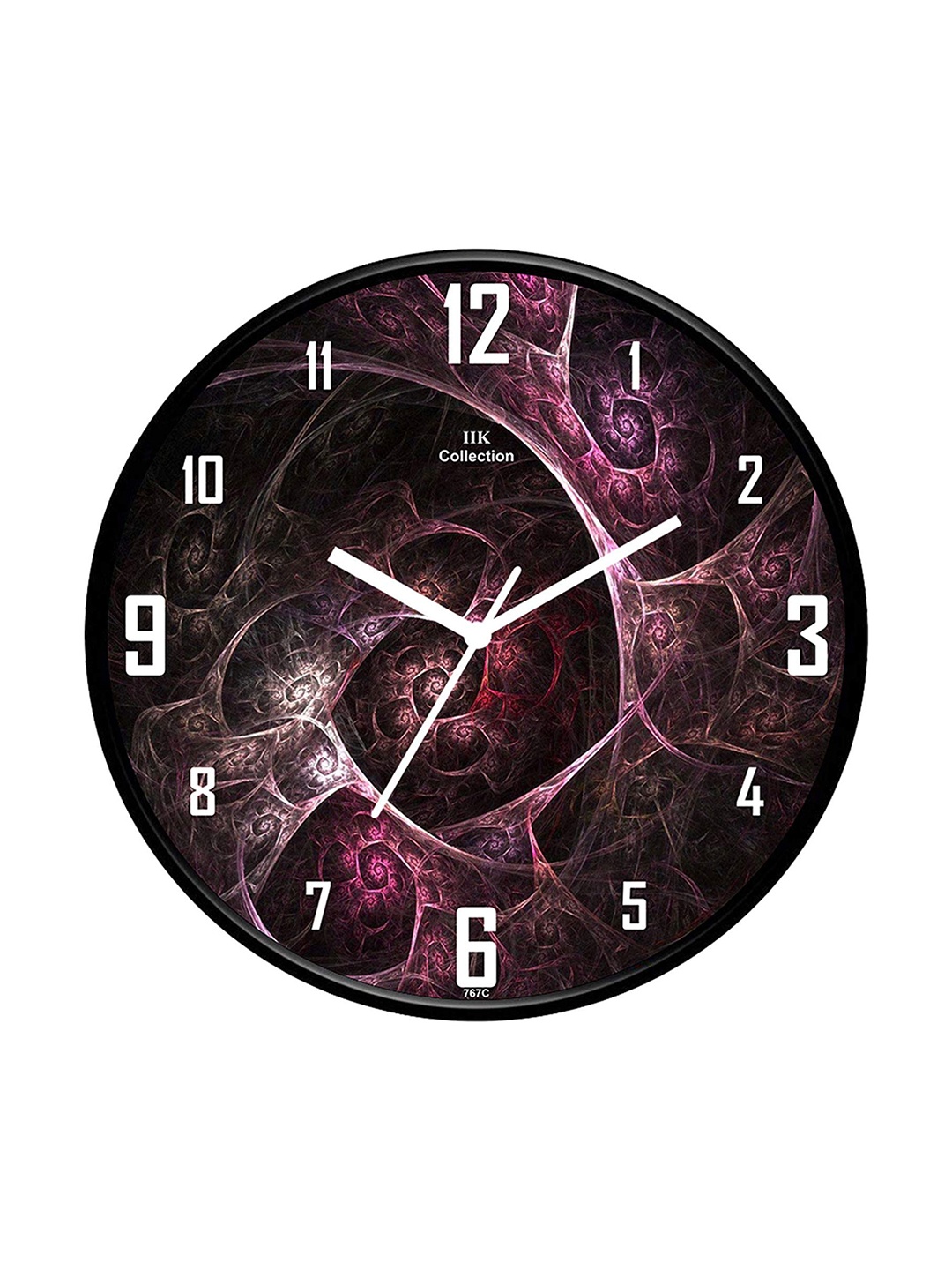 

IIK COLLECTION Black & Purple Printed Round Contemporary Wall Clock