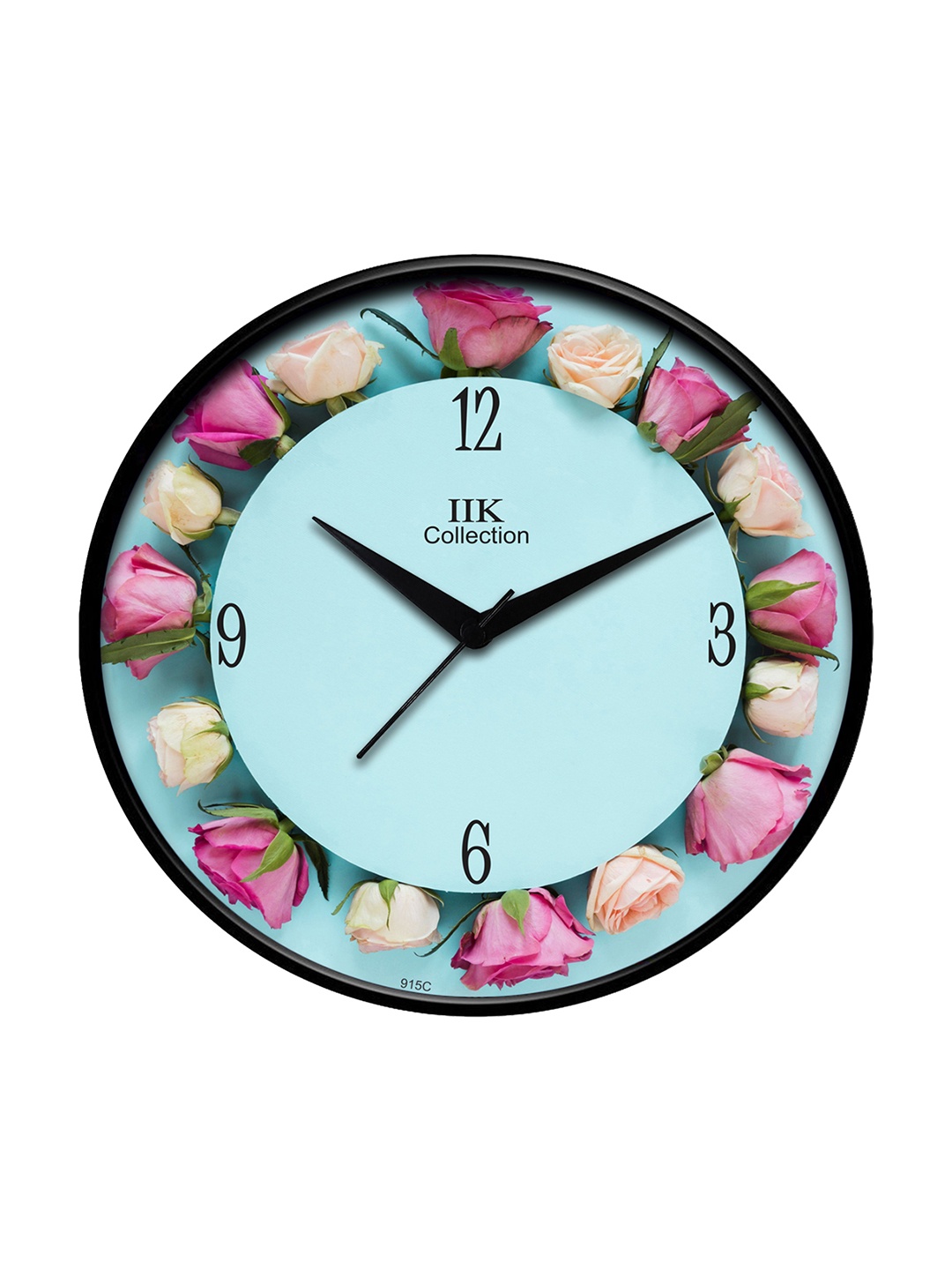 

IIK COLLECTION Black & Blue Printed Round Contemporary Wall Clock