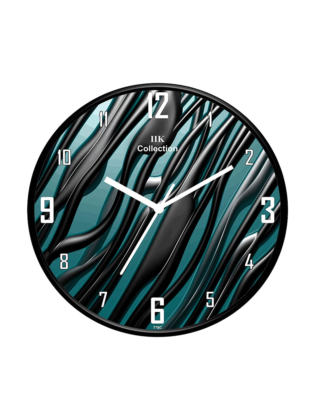 

IIK COLLECTION Black & Blue Printed Round Contemporary Wall Clock