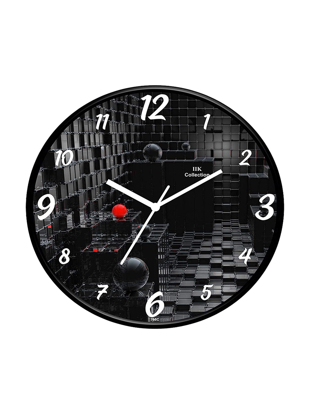 

IIK COLLECTION Black Printed Round Contemporary Wall Clock