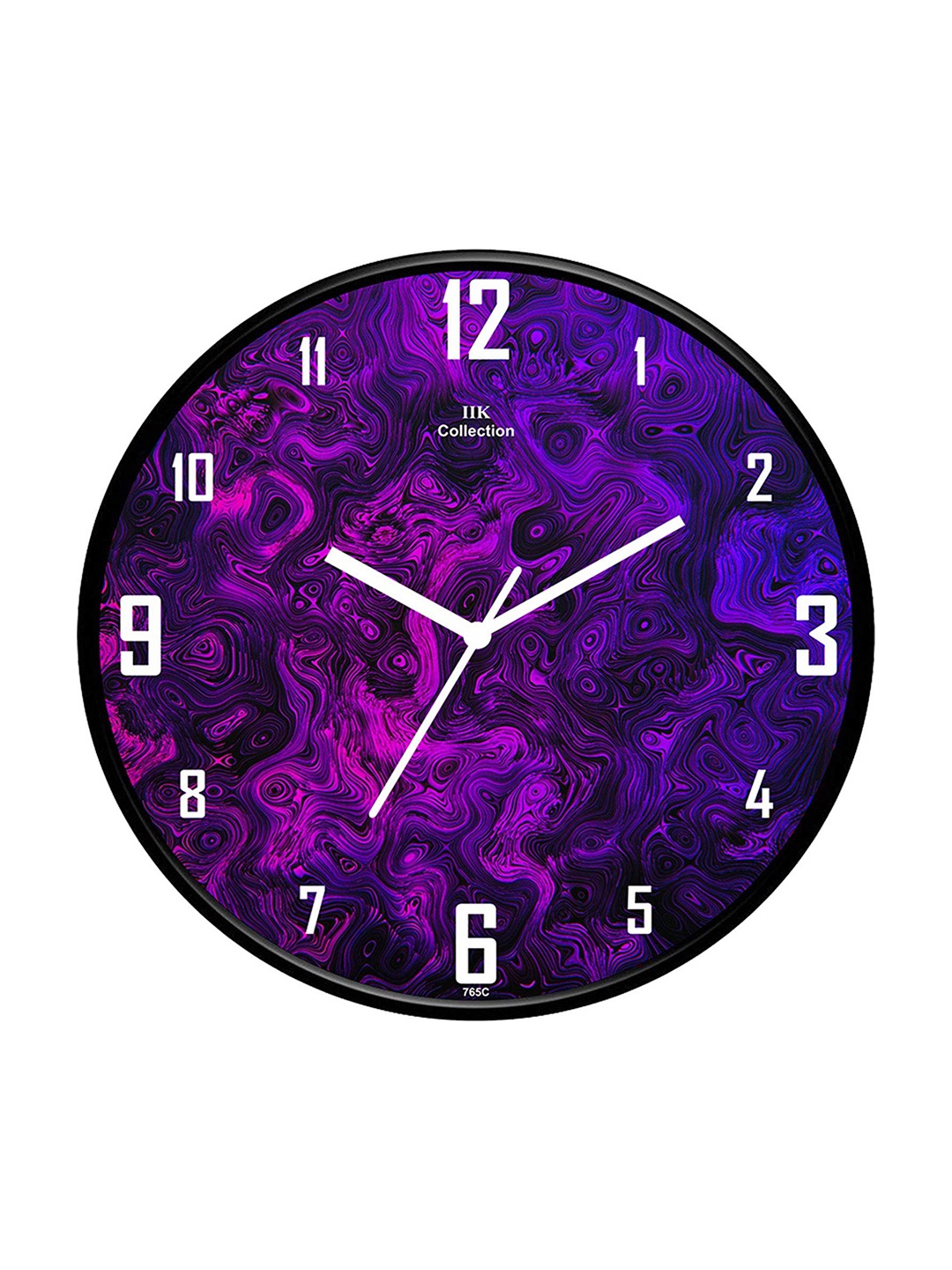 

IIK COLLECTION Black & Purple Printed Round Contemporary Wall Clock