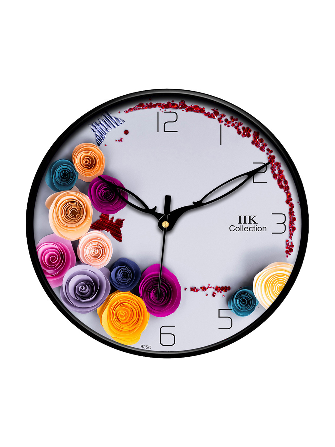 

IIK COLLECTION Black & White Printed Round Contemporary Wall Clock