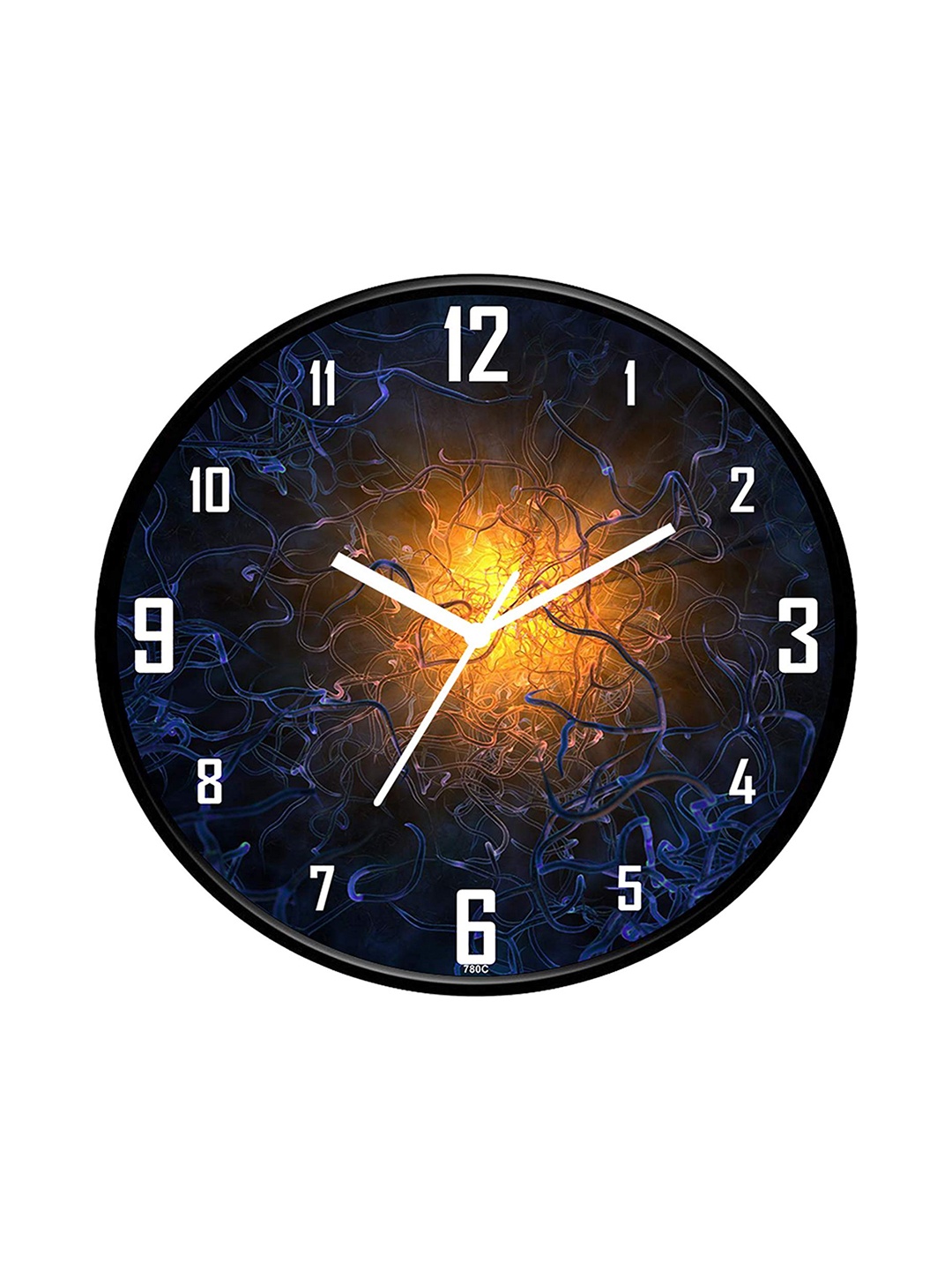 

IIK COLLECTION Black & Blue Printed Round Contemporary Wall Clock