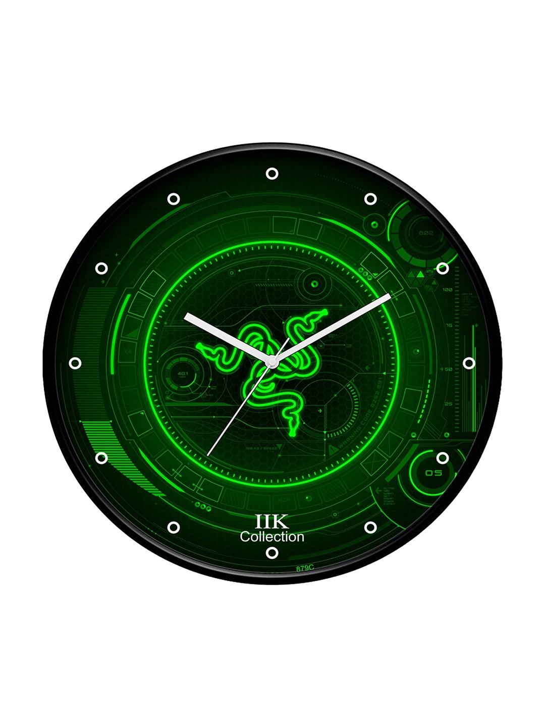 

IIK COLLECTION Black & Green Printed Round Contemporary Wall Clock