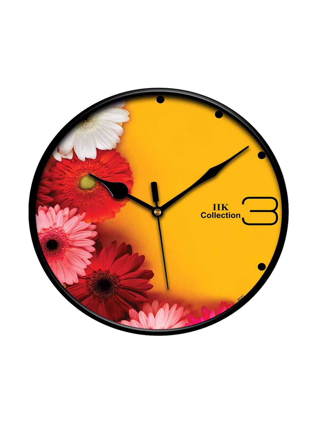 

IIK COLLECTION Black & Yellow Printed Round Contemporary Wall Clock