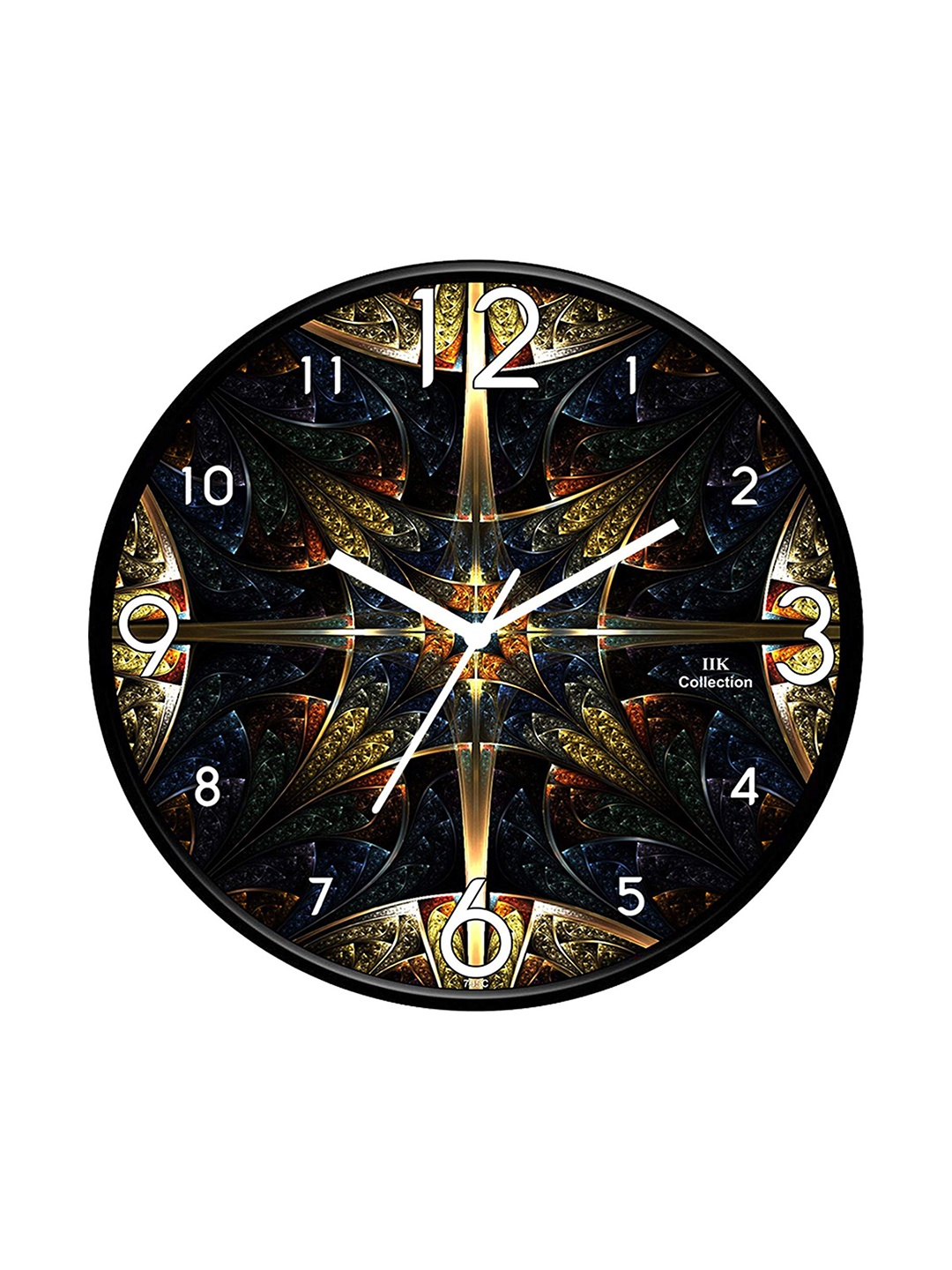 

IIK COLLECTION Black & Gold Toned Printed Round Contemporary Wall Clock