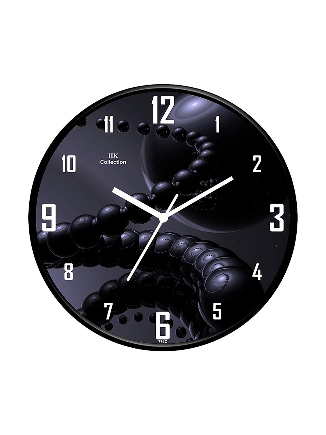 

IIK COLLECTION Black Printed Round Contemporary Wall Clock