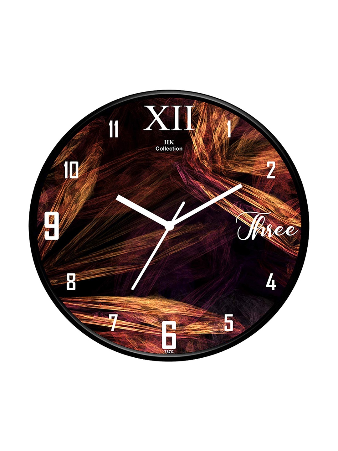 

IIK COLLECTION Black & Brown Printed Round Contemporary Wall Clock