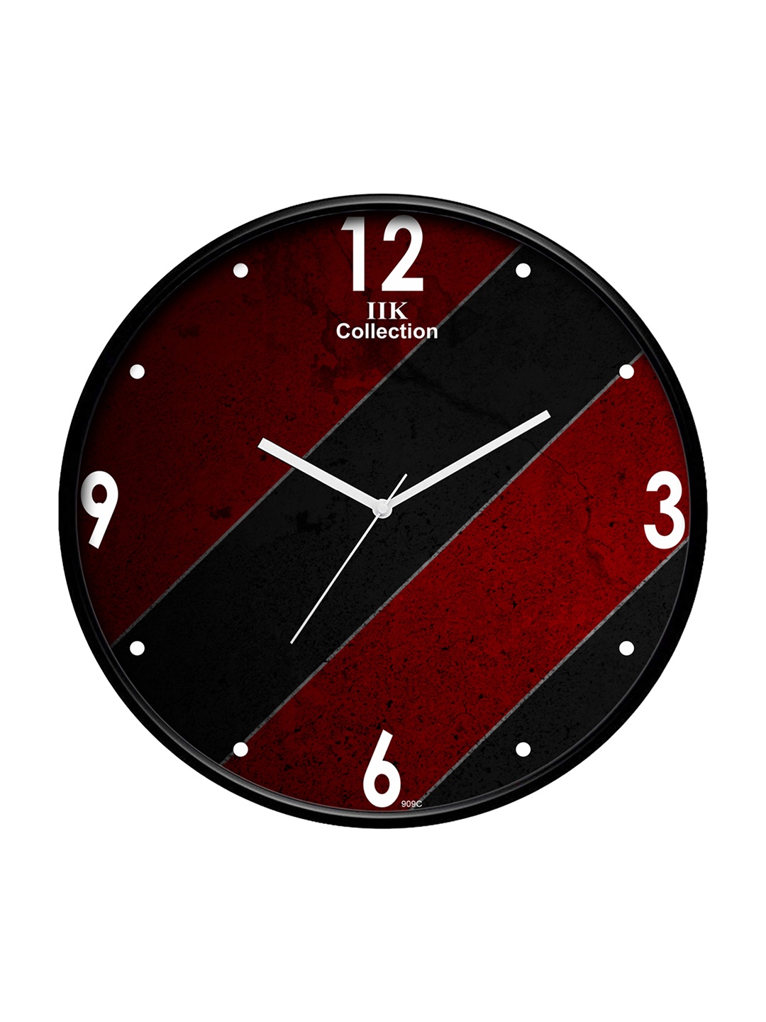 

IIK COLLECTION Black & Maroon Printed Round Contemporary Wall Clock