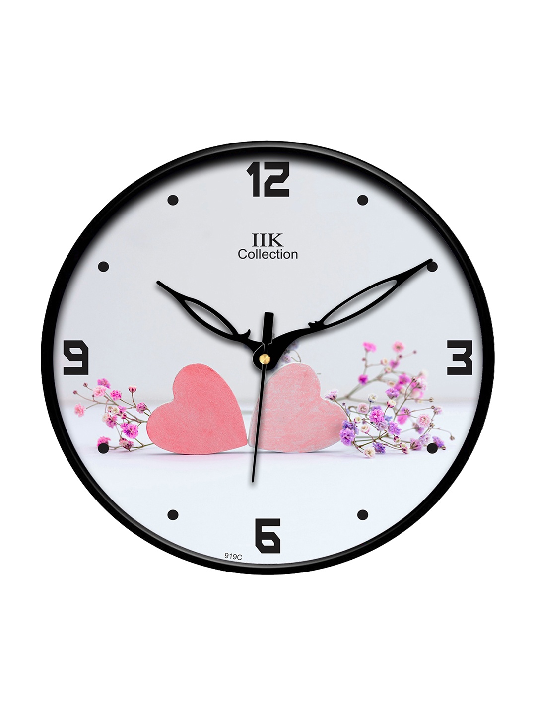 

IIK COLLECTION Black & White Printed Round Contemporary Wall Clock