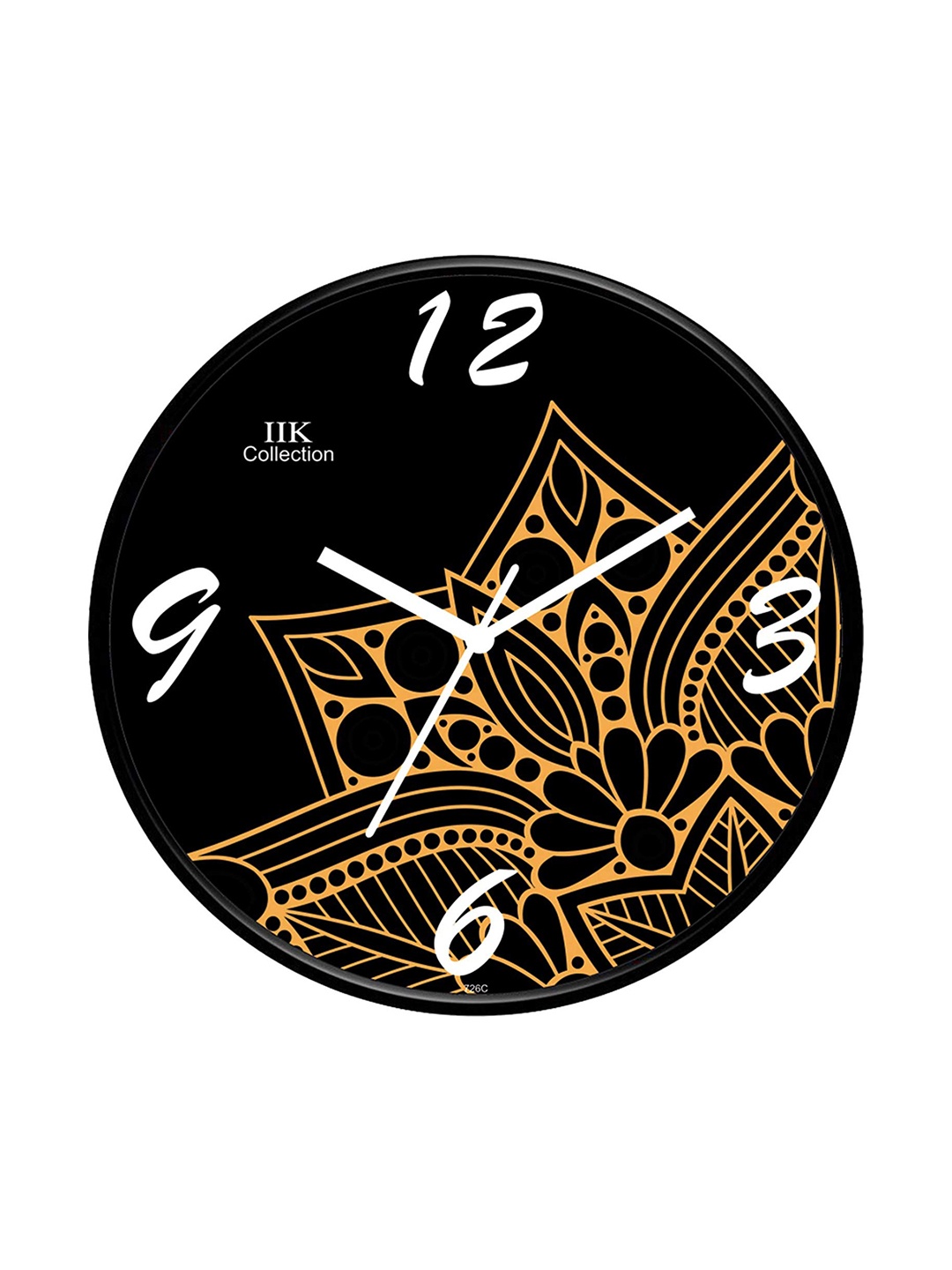 

IIK COLLECTION Black & Orange Printed Round Contemporary Wall Clock