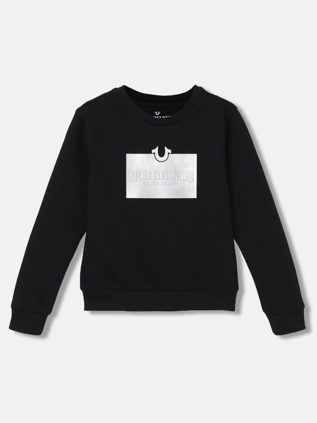 

True Religion Boys Graphic Printed Pure Cotton Pullover Sweatshirt, Black