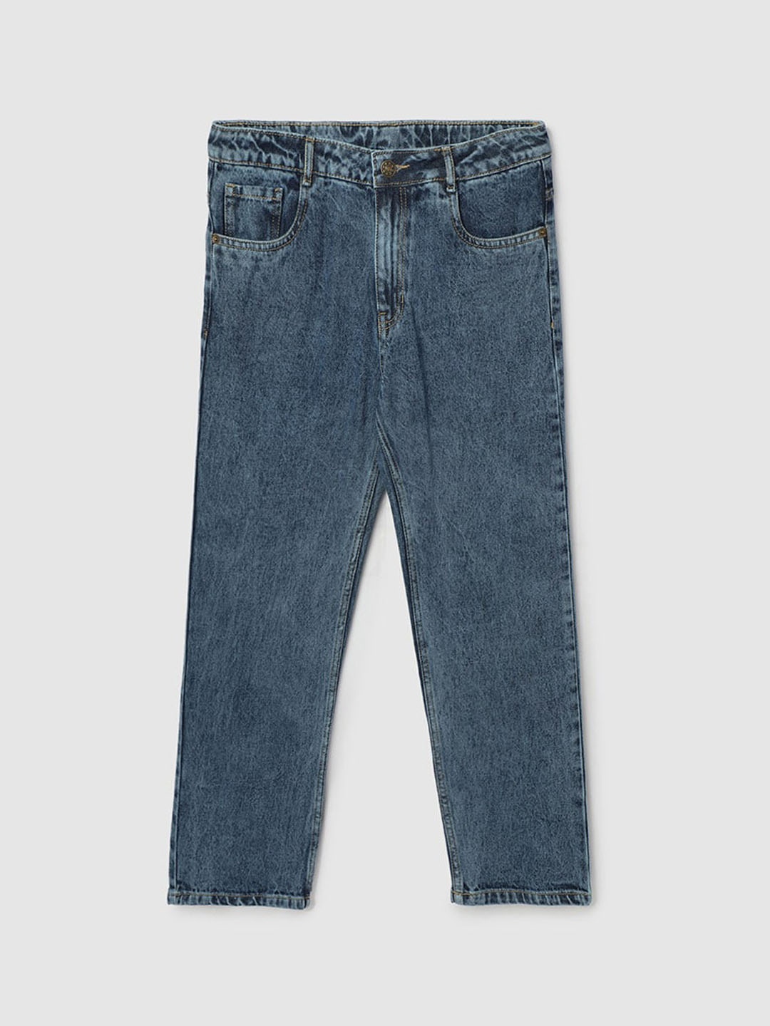 

max Boys Mid-Rise Heavy Fade Clean Look Stretchable Jeans, Blue