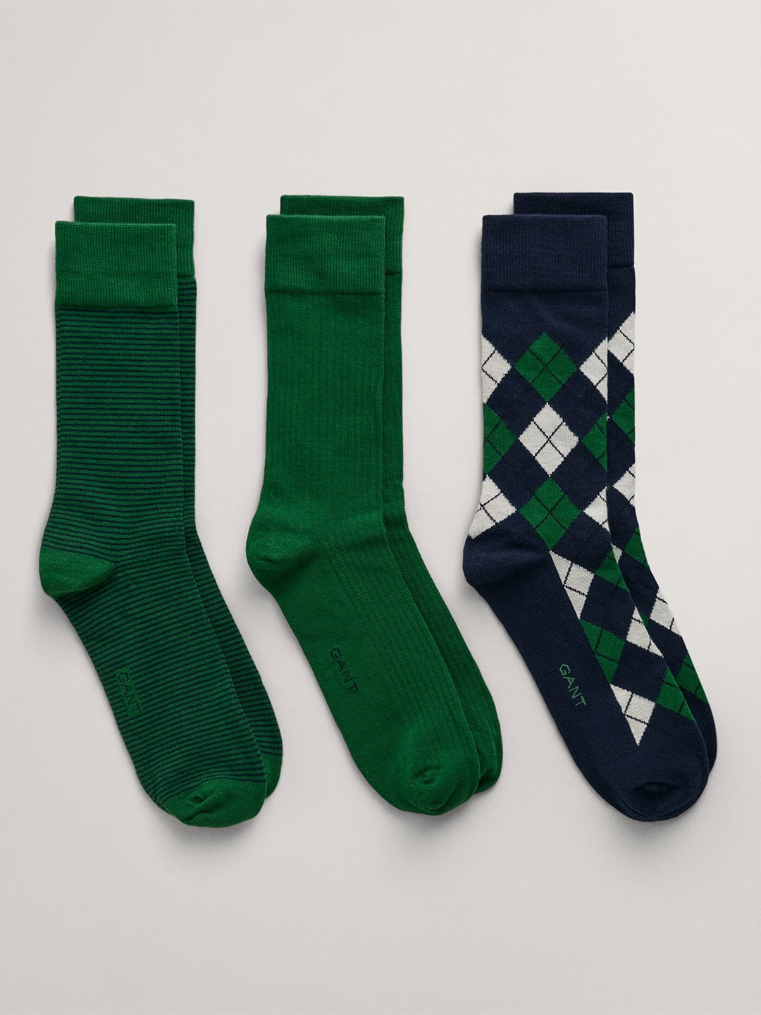 

GANT Men Pack Of 3 Calf-Length Socks, Blue