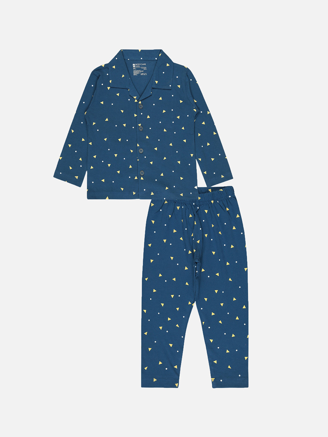 

Bodycare Kids Boys Geometric Printed Pure Cotton Night suit, Teal
