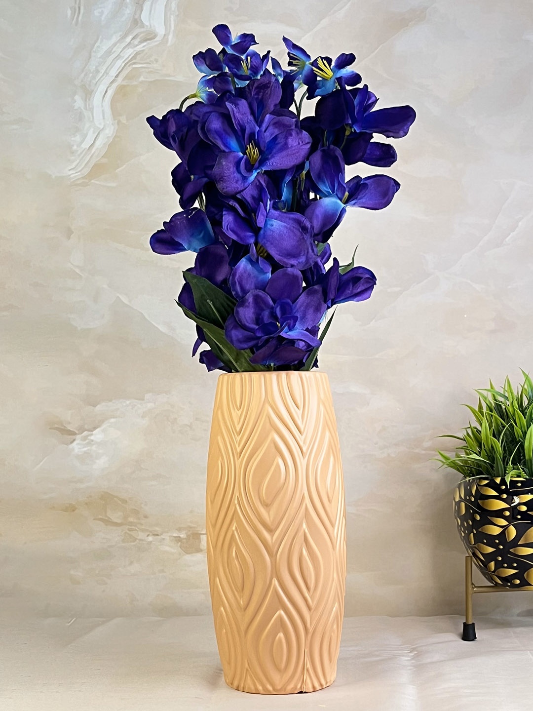 

Akaar Decor 5 Pieces Blue & Orange Orchid Artificial Flower with Long Pot