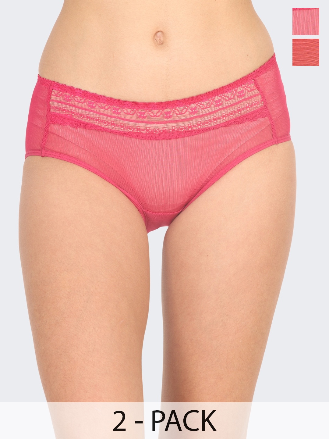 

POOJA RAGENEE Pack Of 2 Mid-rise Hipster Briefs, Pink