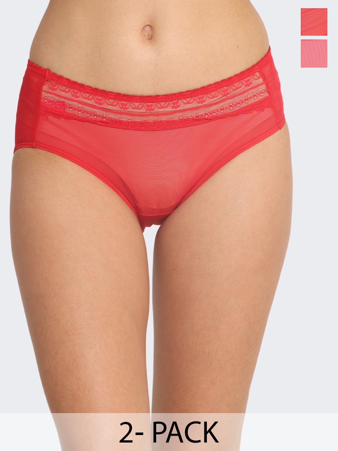 

POOJA RAGENEE Pack Of 2 Mid-rise Hipster Briefs, Pink