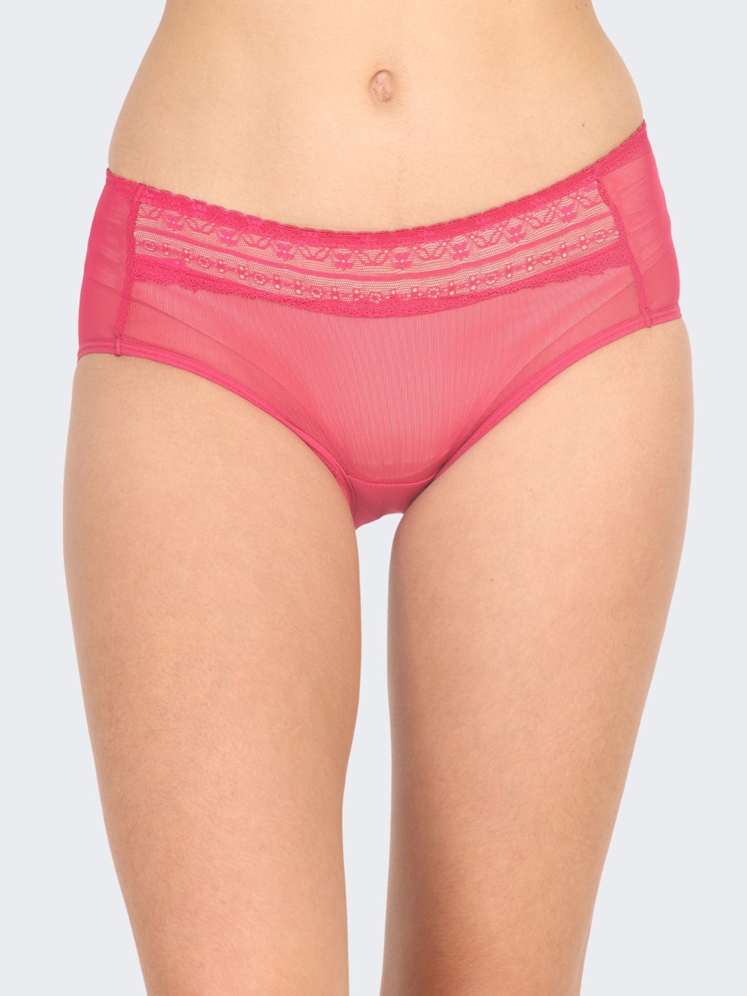 

POOJA RAGENEE Mid-Rise Lace Hipster Briefs, Pink