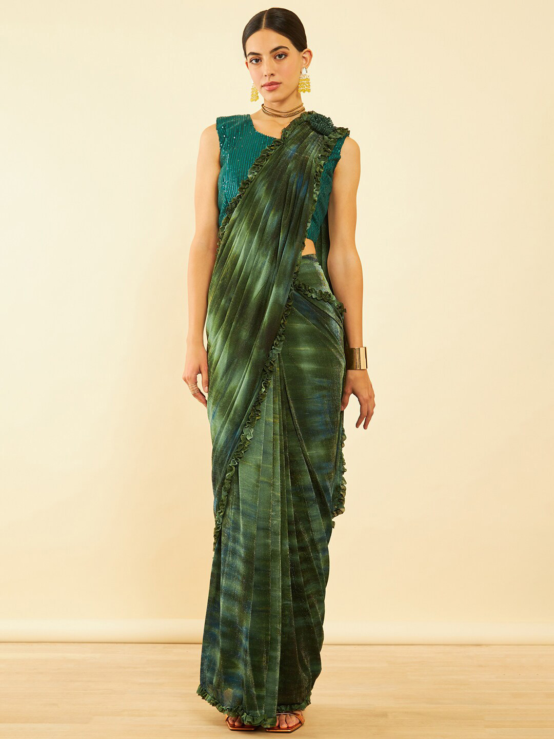 

Soch Tie & Dye Ready To Wear Saree, Green