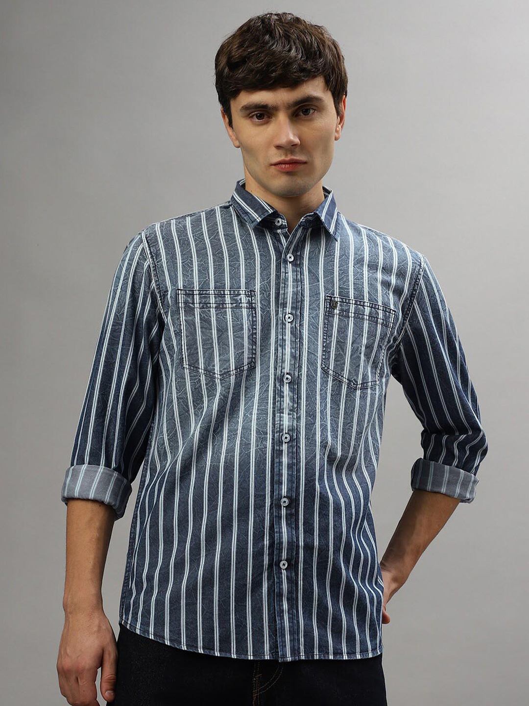 

Iconic Vertical Striped Casual Shirt, Blue