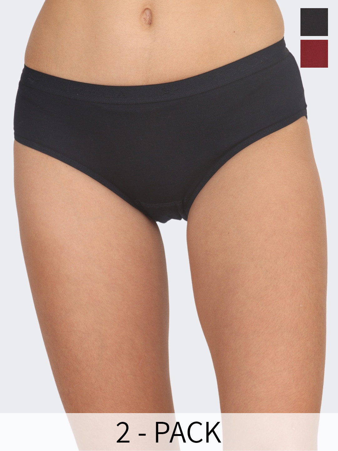 

POOJA RAGENEE Pack Of 2 Mid Rise Cotton Hipster Briefs, Maroon