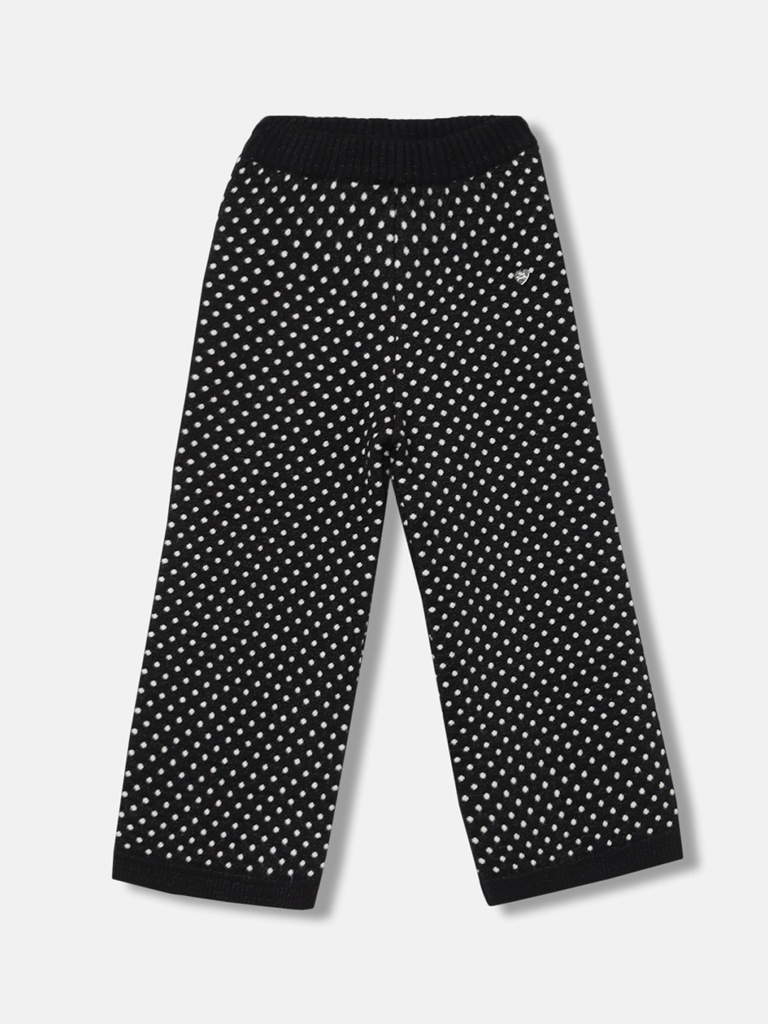 

Blue Giraffe Girls Polka Dot Printed Mid-Rise Parallel Trousers, Black