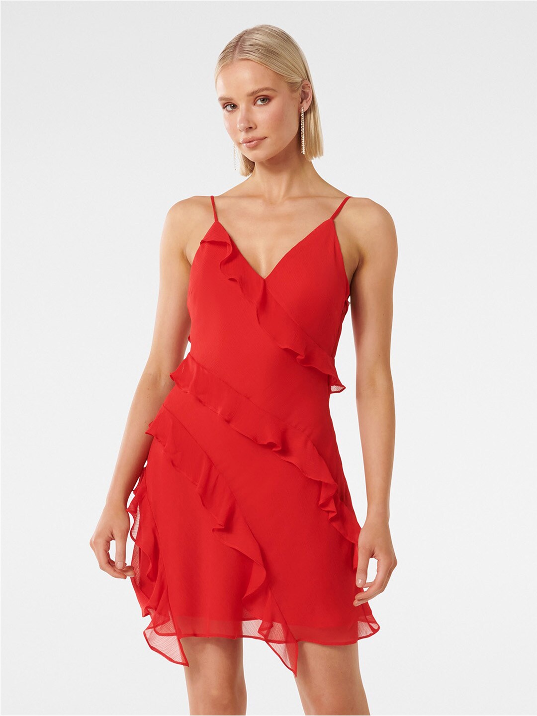 

Forever New Ruffles A Line Mini Dress, Red