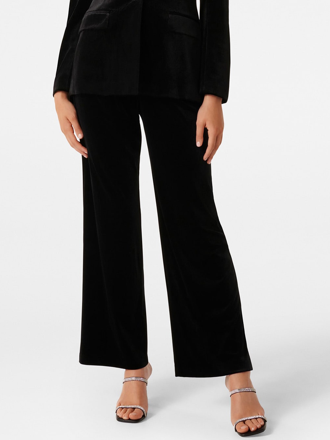 

Forever New Women Velvet High-Rise Parallel Trousers, Black