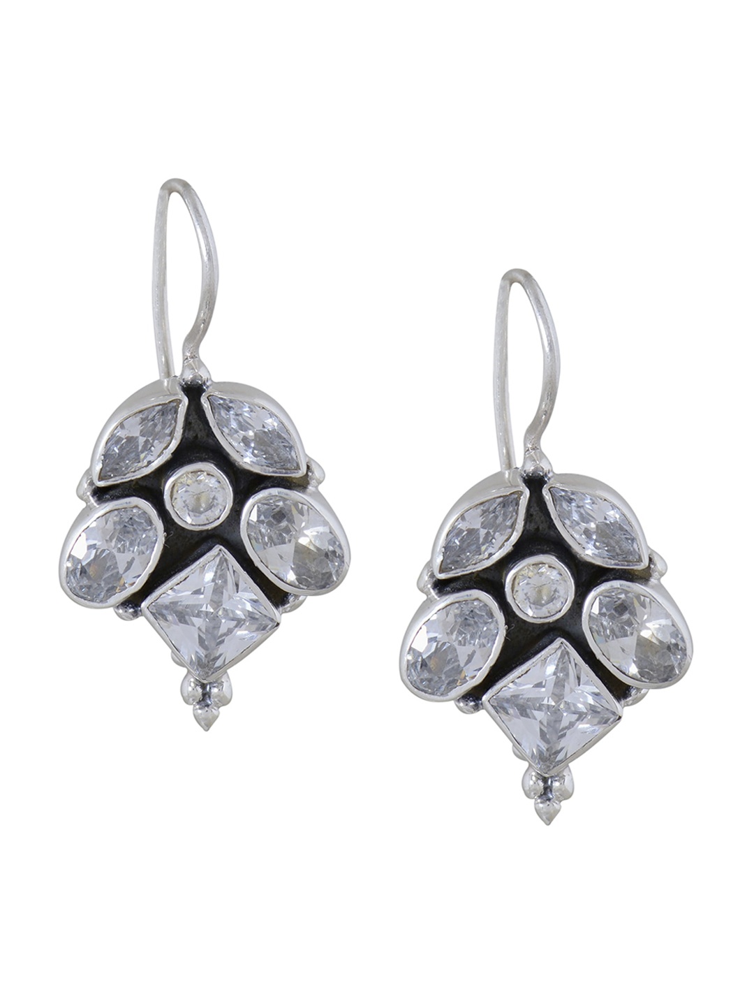 

Silverwala 92.5 Silver Cubic Zirconia Studded Drop Earrings