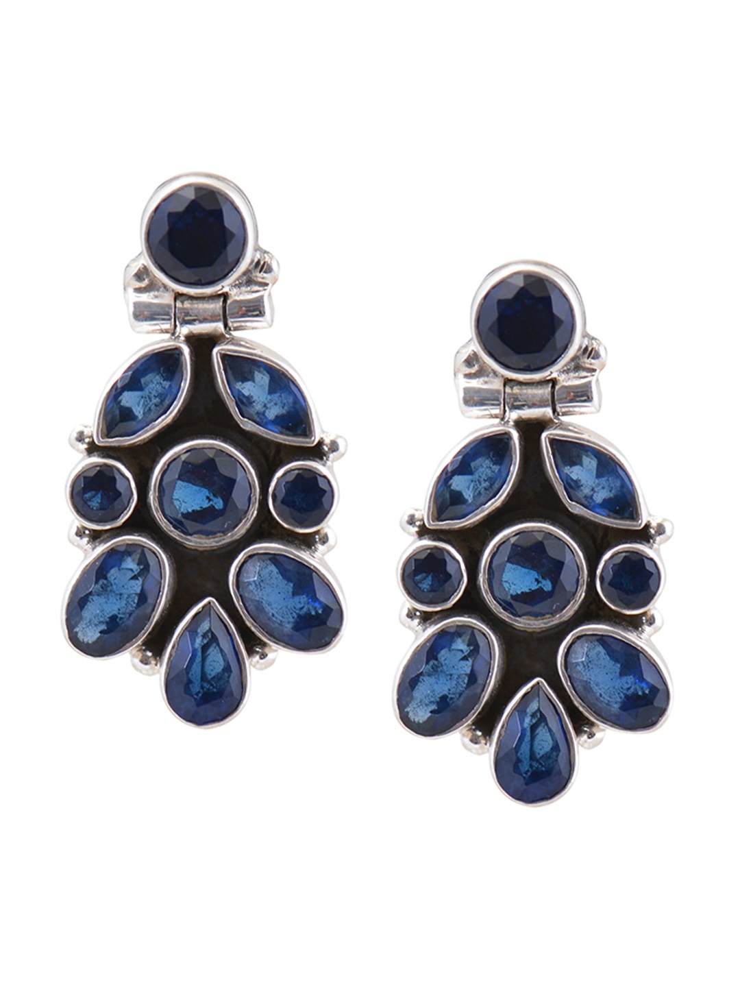 

Silverwala 925 Silver Sapphire-Studded Drop Earrings