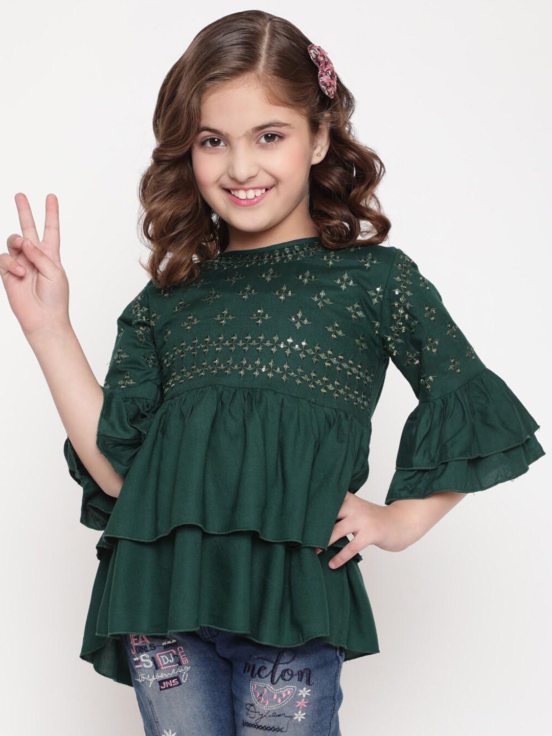 

BAESD Girls Embellished Top, Green